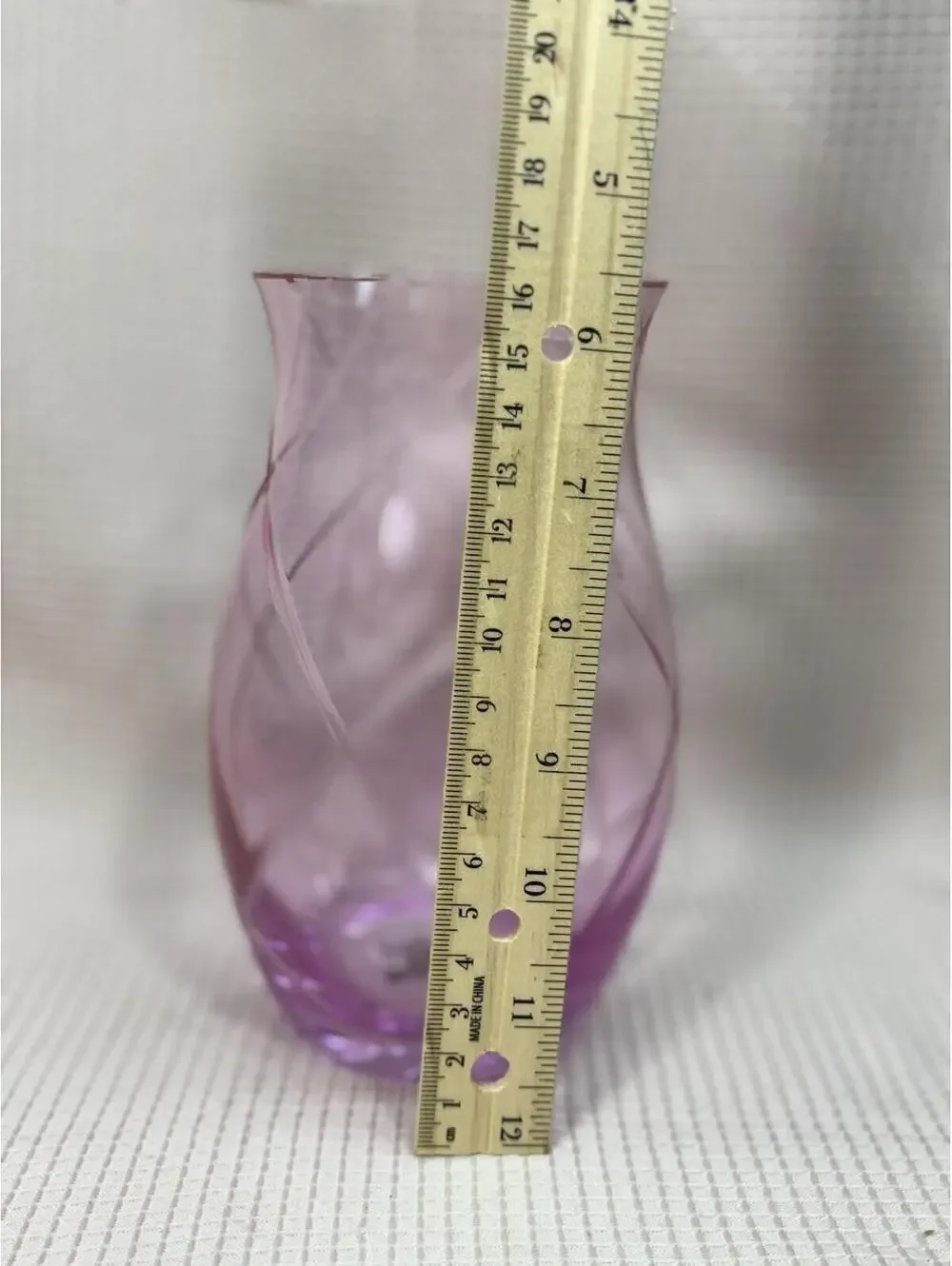 67 Vase Better Homes And Gardens Cut Glass 6.5” Pink Distinctive Diamond Pattern